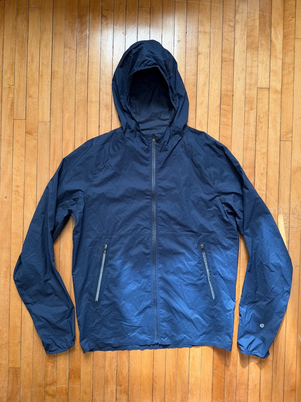 Lululemon Lite Speed Full Zip Hooded Nylon Windbreaker Jacket Navy Men Sz. M